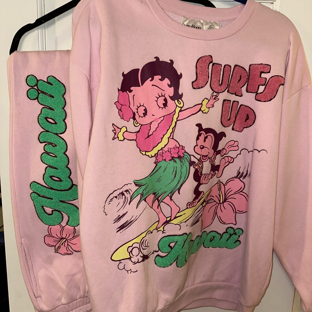 Betty Boop Pink Surf's Up Sweatshirt